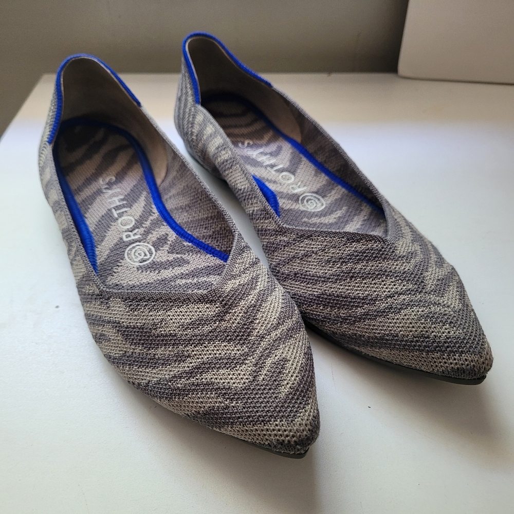 Rothy The Point Gray zebra ballet flats